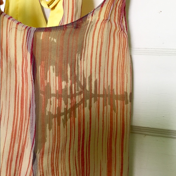 Tea & Honey Yellow Silk Striped Floral Tank XS - Picture 8 of 8